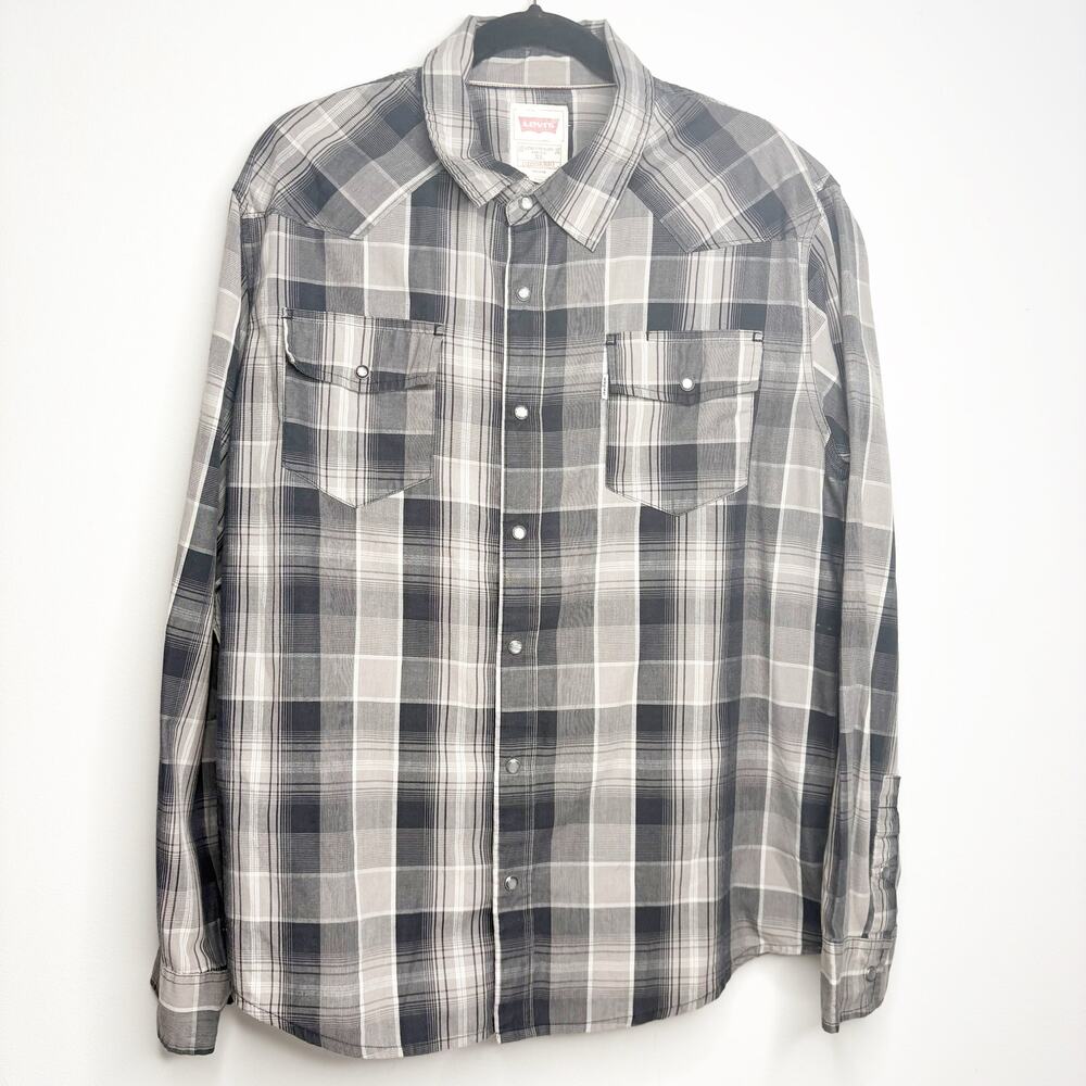 Levi’s Men’s XL Modern Plaid Long Sleeve Snap Shirt